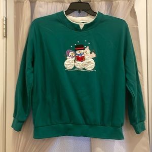 Vintage Easy Essentials Snowman Winter Sweatshirt Sweater Size XL